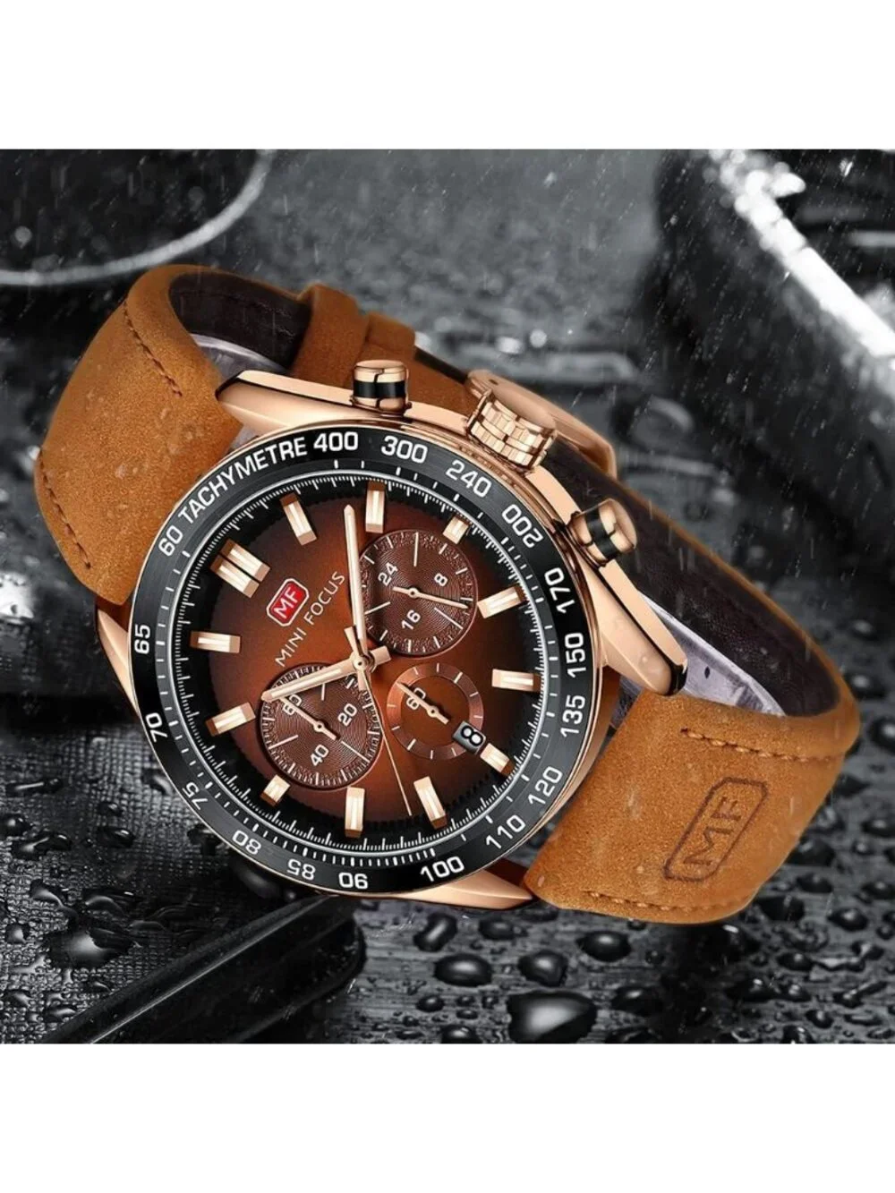 Men's Brown Analog Quartz Waterproof Chronograph Classic Stylish Casual Watch